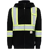 BOCOMAL FR Hoodies High Visibility 14oz Fleece Heavyweight Hi-vis Jackets Flame Resistant Reflective Hooded Sweatshirts