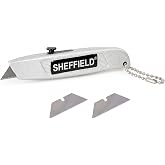 Sheffield Mini Utility Knife, Retractable Box Cutter, for Cardboard, Drywall, Carpet, with Comfort Grip, 3-Position Blade Lock, Extra Blade Storage