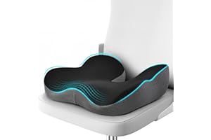 anzhixiu Wheelchair Seat Cushion, Deep U Relieve Sciatica, Back, Coccyx, Hemorrhoids Pain- Slope Curve Office Chair Cushion for Long Sitting Time- Black/Gray