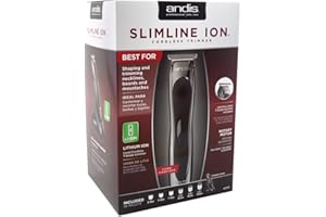 Andis Trimmer Slimline Cordless (6 Combs), Black 1 Count
