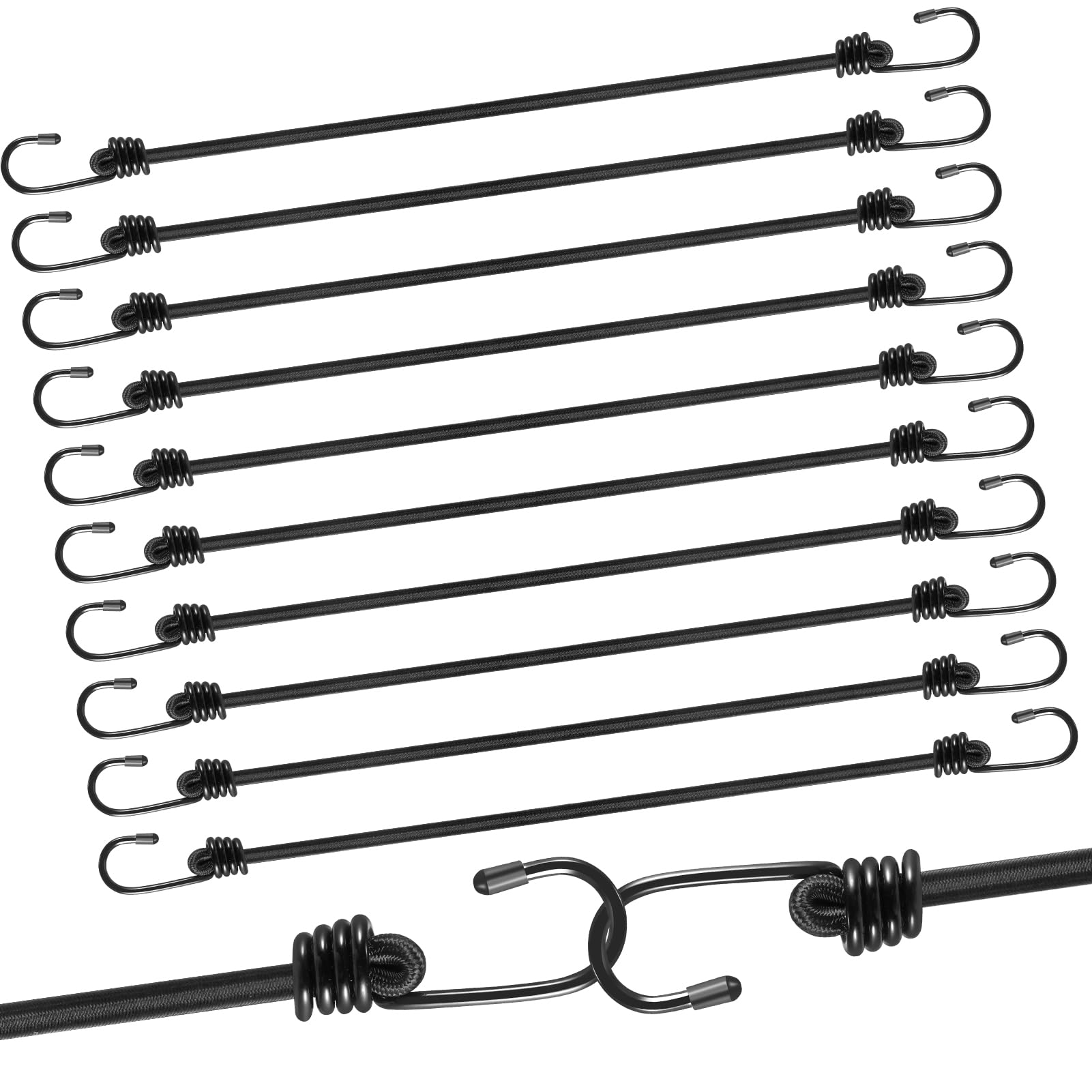moinkerin Bungee Cords with Hooks,10 Pieces 100CM Bungee Straps Resistant Bungee Cord for Securing Luggage, Racks,Camps, Motorcycle, Tarps