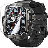 Goton Rugged Case and Band Kit with Screen Protector for Apple Watch 49mm, Compatible with Apple Watch Ultra 3/Ultra 2/Ultra, Full Body Shockproof Metal+PC Bumper Cover with Silicone Band, Black