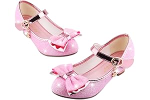 Amtidy Girls Dress Shoes Mary Jane Wedding Party Shoes Glitter Bridesmaids Princess Heels