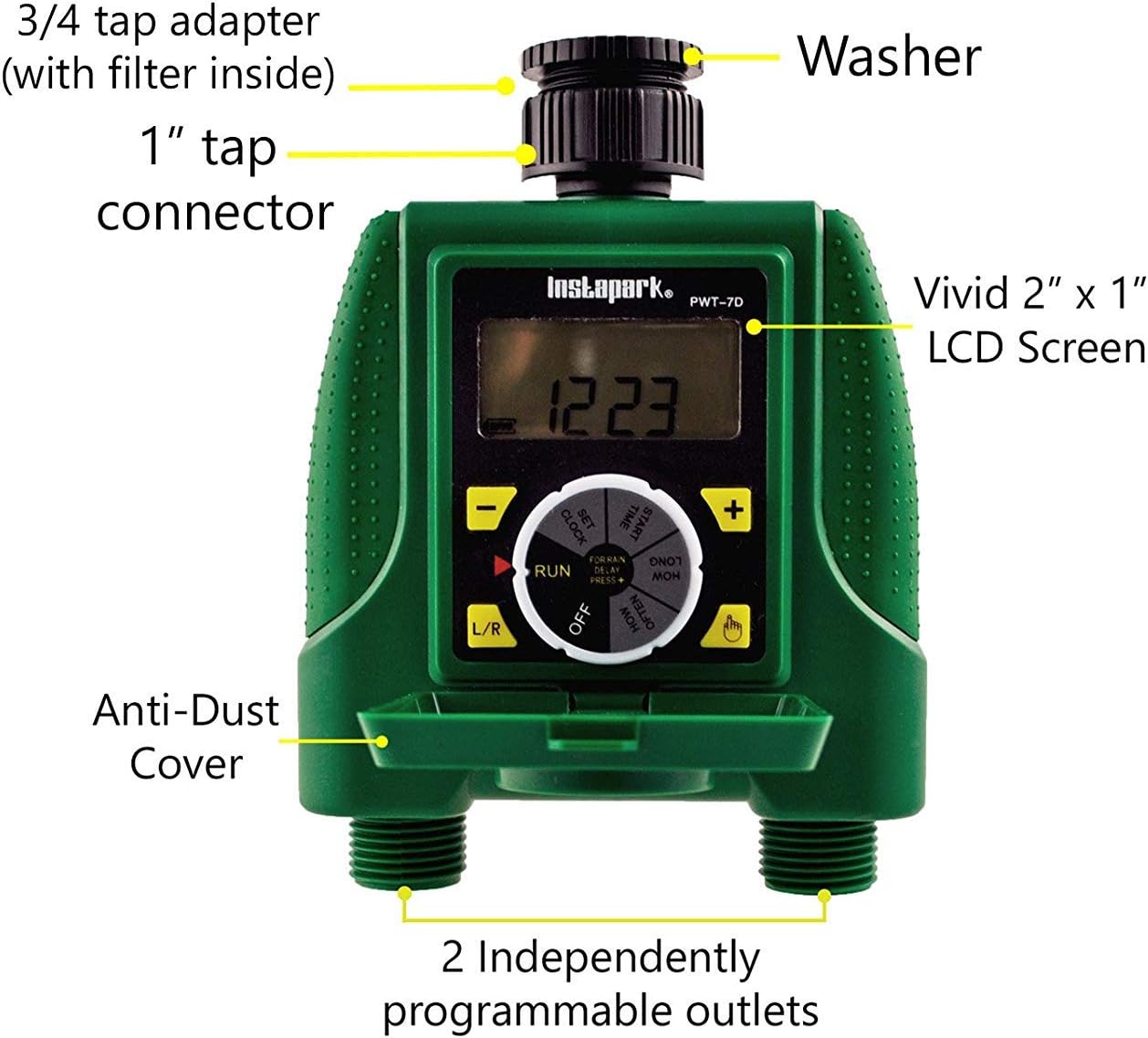 PWT-7D Dual Outlet Hose Water Timer Sprinkler Timer Automatic Valve with Rain Sensor Included: Home & Kitchen
