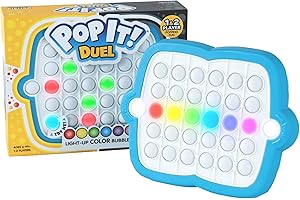 Pop It! Duel - Bubble Popping Game for 1-2 Players, 6 Ways to Play, Multicolor Light Up Fidget Toy for Kids and Adults