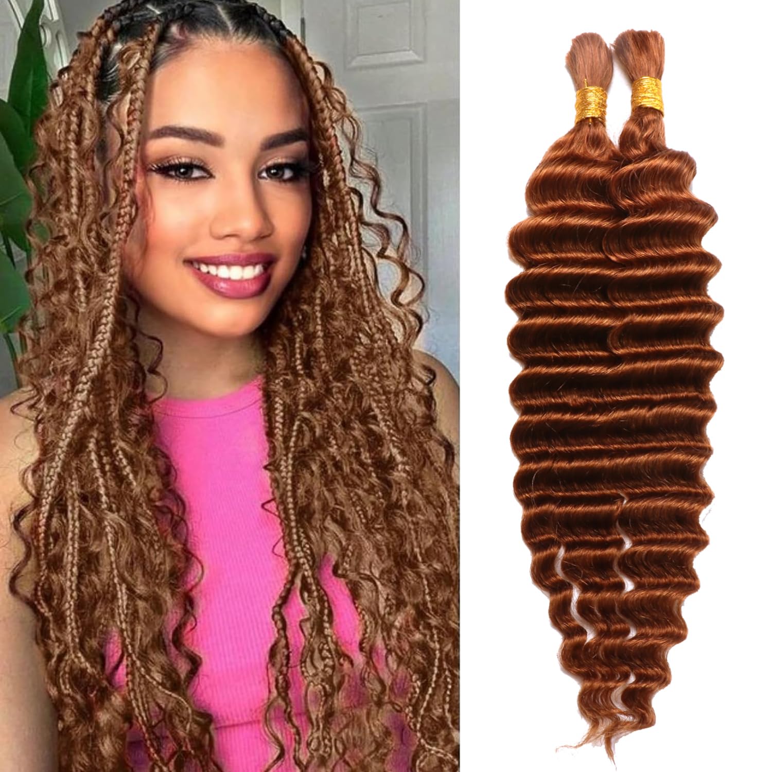 Hair for Boho Braids (Deep Wave 30#, 16Inch 100g(50gx2Bundles)) — image 1