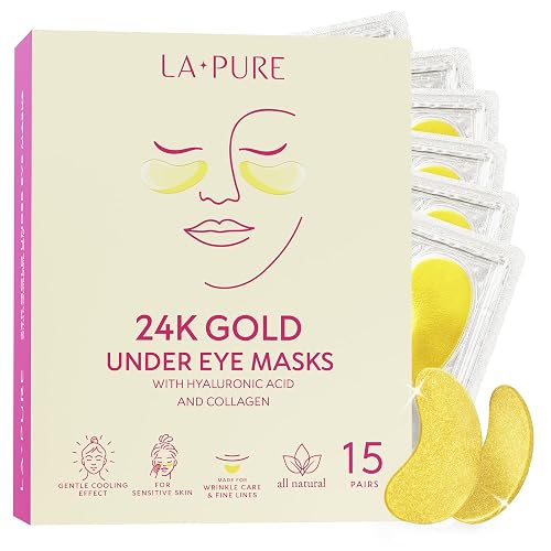 LA PURE 24k Gold Under Eye Mask for Dark Circles and Puffiness ...