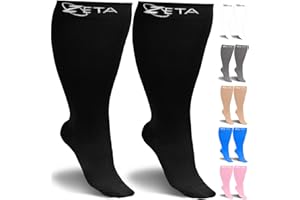 Zeta Wear Plus Size Leg Sleeve Support Socks - Wide Calf Compression, Women, Amazing Fit, 1 Pair