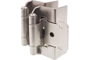 DecoBasics 1/2" Overlay Full Wrap Cabinet Hinges for Kitchen (25 Pair /50 Pcs) -Satin Brushed Nickel Around Self Closing