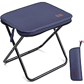MOONCY Portable Stool, 13 Inch Small Folding Stool for Adults, Ultralight Blue Camping Stools for Hiking and Fishing, Hold Up to 265 LBS