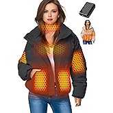 Genovega Heated Jacket Women Coat Short Midnight Black Waterproof Rechargeable Usb Electric 7.4v 12v Graphene With Battery Pack Warming Clothes Sweater Winter Sweatshirt Cool Hoodie XXL Size