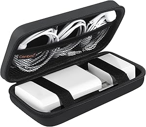 Canboc Carrying Travel Pouch MacBook Charger Case for MacBook Accessories, Charging Cords, Air Power Adapter, MagSafe, iPhone Charger, USB Cable Organizer for Earbuds, Battery Pack, USB C Hub, Black