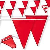 105ft Pennant Banner Flags, 7x10 Red 45 Pcs High Visibility Safety Flagging on String, Triangle Pool Flags for Backstroke, Construction Events Party Decoration Parking Marking Outside