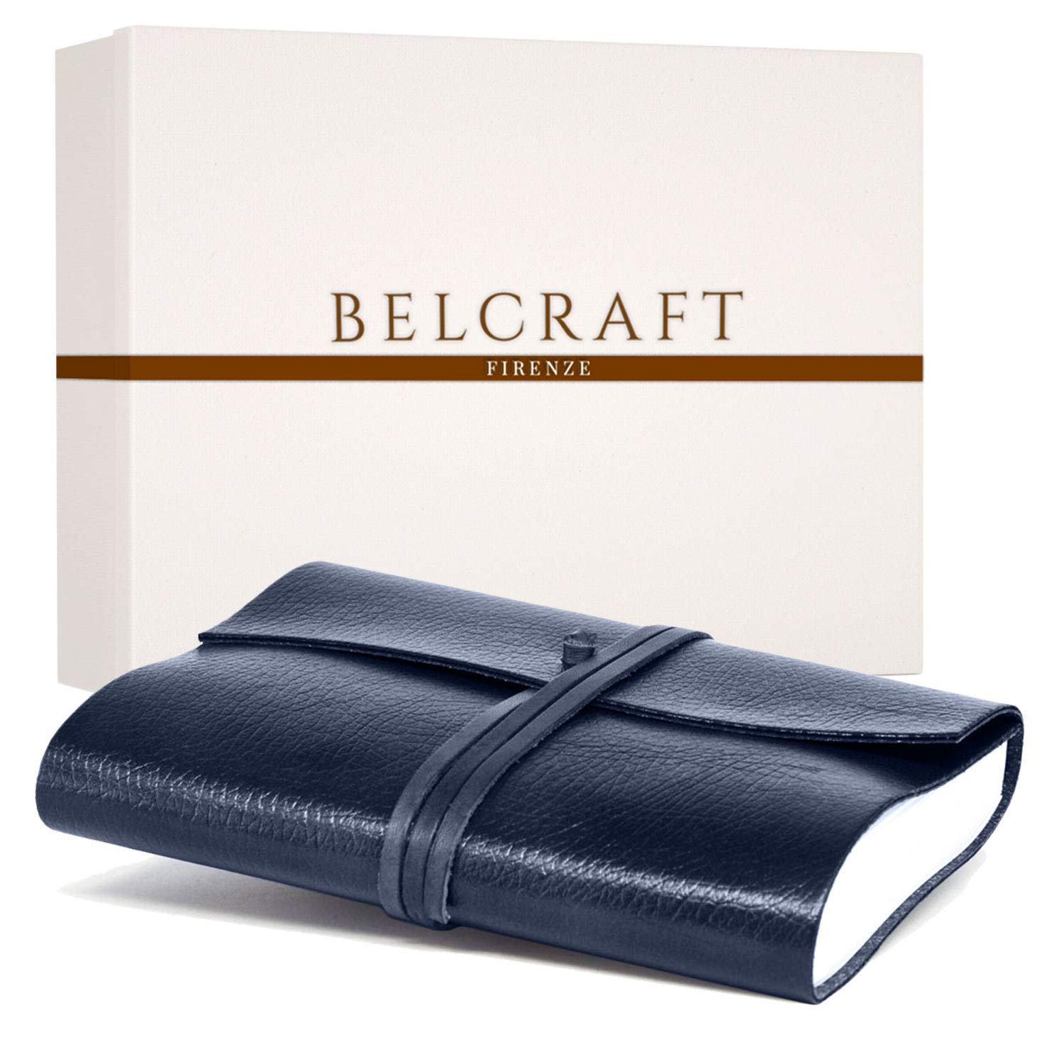 BELCRAFT Tivoli Plain Large Recycled Leather Bound Journal, A5 (15x21 cm) Navy