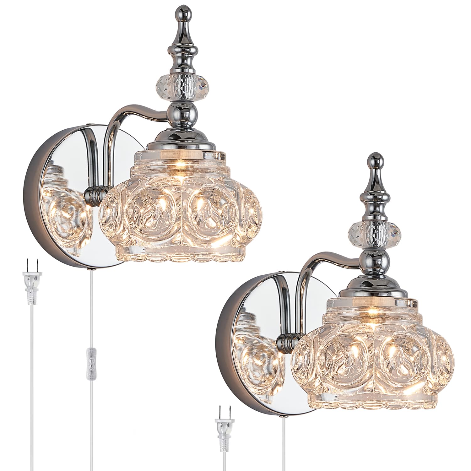 Photo 1 of DJFHKO Chrome Wall Sconces Sets of 2 Lighting Fixtures Bathroom Wall Sconce Lights for Living Room