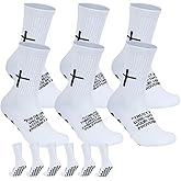 6 Pairs Cross Grip Soccer Socks for US 6-13 - Anti-Slip Christian Socks with Bible Verse, Jesus Sports Sock for Training