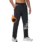 MAGCOMSEN Men's Fleece Lined Sweatpants with Zipper Pockets Athletic Workout Running Winter Water Resistant Pants