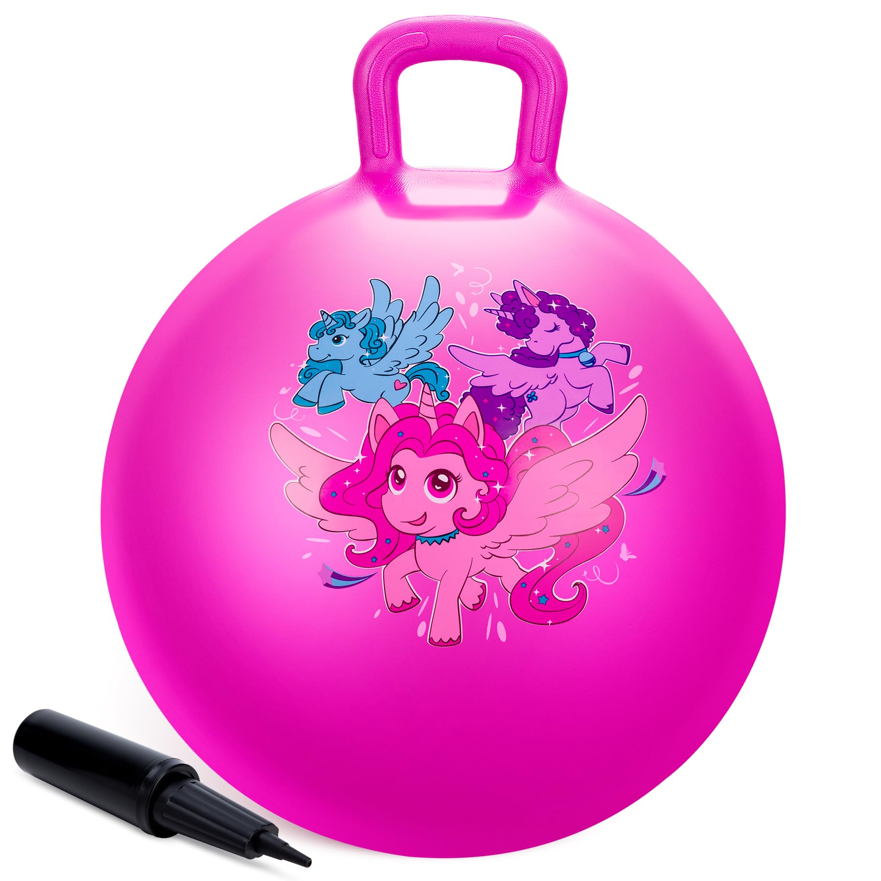 INPODAK Unicorn Space Hopper 18inch Space Hoppers for Kids Age 3-8 Anti-slip Jumping Ball with Handle Inflatable Hopper Ball With Pump Hopping toy for Boy Girls Indoor Outdoor garden Game — image 1