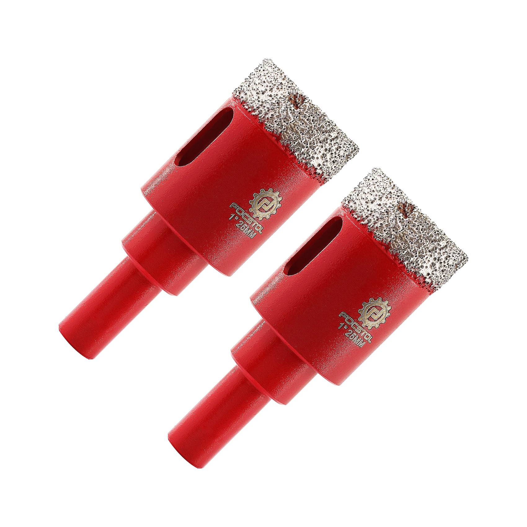 FOCSTOL Diamond Core Drill Bit - 2pcs 25mm Diamond Hole Saw with Round Shank for Porcelain Tile Ceramic Marble Granite
