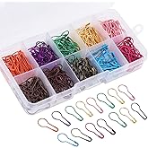 LOKUNN 300 Pieces Safety Bulb Pins,10 Colors Calabash Crochet Stitch Markers with Storage Box, Metal Safety Pins for Knitting