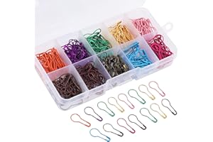 LOKUNN 300 Pieces Safety Bulb Pins,10 Colors Calabash Crochet Stitch Markers with Storage Box, Metal Safety Pins for Knitting