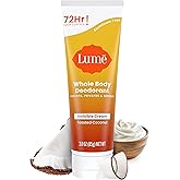 Lume Whole Body Deodorant - Invisible Cream Tube - 72 Hour Odor Control - Aluminum Free, Baking Soda Free, Skin Safe - 3.0 ounce (Toasted Coconut)
