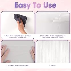 Voircoloria 3 Pack 3.3x8.2 Feet White Foil Fringe