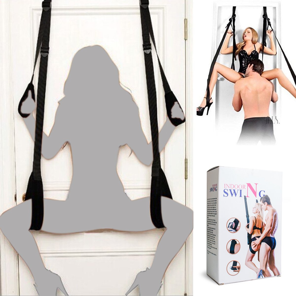 Hanging on Door Bondage Sex Swing in Black