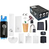 QFS 340LPH E85/Flex In-Tank Performance Fuel Pump Replacement for Automotive Performance, w/Strainer with Universal Master Install Kit including Gradient Density Strainers, Filters and Hose Clamps