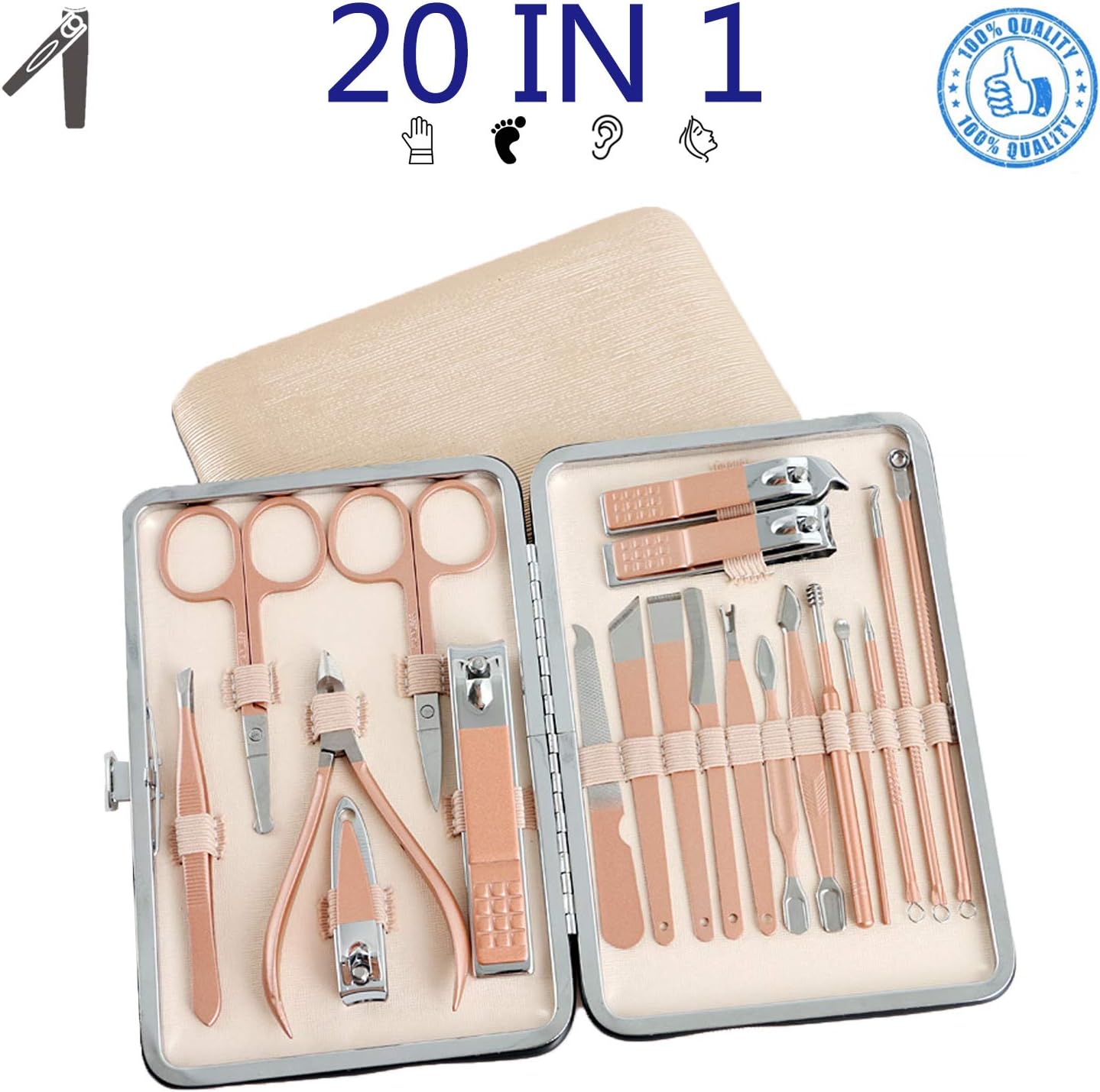 Nail Clipper Set 20 in 1 Women Manicure Set Professional Pedicure Set Nail Pedicure Kit Women Grooming Kit with Pink Nail Kit Travel Case Travel or Home Use