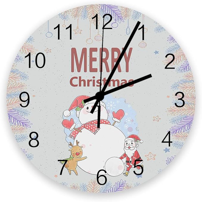 12 Inch Silent NonTicking Wall Clock Merry Christmas