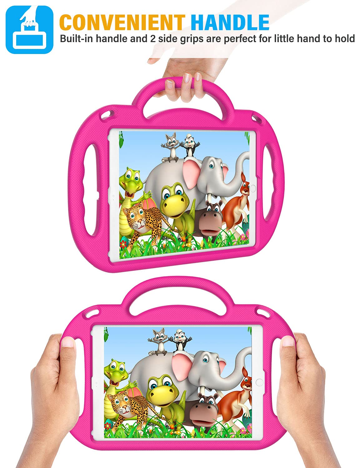 Suplik Kids Case for iPad 5th/6th Generation (9.7 inch, 2017/2018), iPad Air 1 & Air 2 & Pro 9.7 Case with Shoulder Strap Handle Stand for Apple iPad 5/6 & iPad Air 1st/2nd Gen, Pink