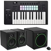 Novation Launchkey 25 MK4 MIDI Keyboard Controller Bundle with Mackie CR8BT 8-Inch Monitors, CR8SBT Subwoofer, and 2 Hosa TRS Cables &mdash; Full-Range 2.1 Studio for Music Production, Beat Making, Mixing