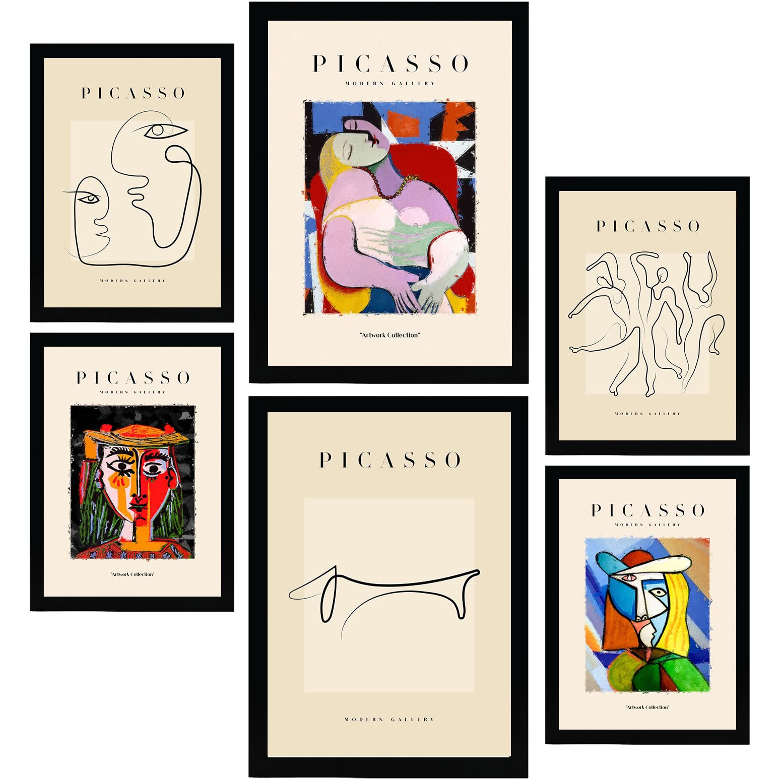 Nacnic Set of 6 Pablo Picasso Posters. Women. Cubism and Surrealism Art Gallery Aesthetic Prints for Interior Design and Decoration. Sizes A3 & A4. Unframed.
