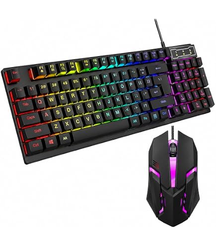 Haiz Kit Gamer Teclado Mouse Semi Mecânico ABNT2 Led RGB USB HZ