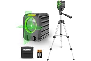 Laser Level with Tripod, Huepar 100Ft Self Leveling Green Cross Line DIY Laser Leveler Tool for Picture Hanging Floor Tile Wall Home Renovation, Gift for Him Father Husband Boyfriend (25.6in Tripod)
