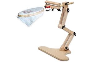 NURGE Adjustable Embroidery Table Stand with Swivel Holder, Cross Stitch Hoop Stand, Embroidery Hoop Holder. Hand Polished Natural Wood