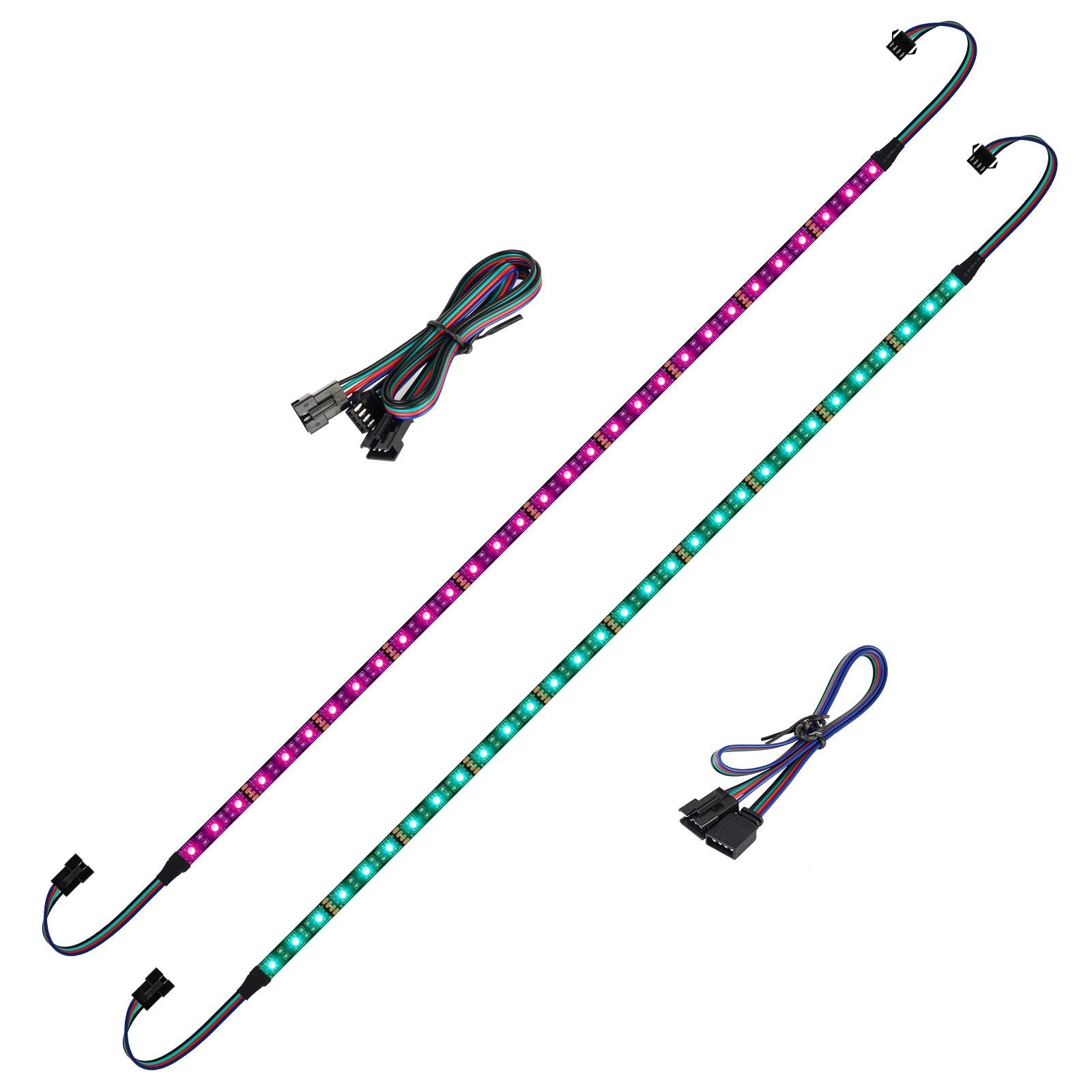 BTF-Lighting LED PC Light Strip 2PCs 19in for 12V 4-Pin RGB5050 LED Headers - ASUS Aura Sync, Gigabyte RGB Fusion, MSI Mystic Light