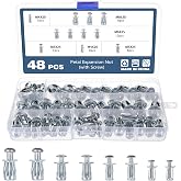 OCR 48PCS Jack Nuts Petal Nuts,M4,M5,M6,M8 Expansion Screw Petal Nut,Thins Fixings Dowels with Screws for Tin, Billboard, Cardboard, Aluminium Alloy