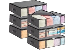 Lifewit Under Bed Storage Containers 6 Pack, Foldable Clothing Storage Bags with Front Clear Window, Closet Organizers and St