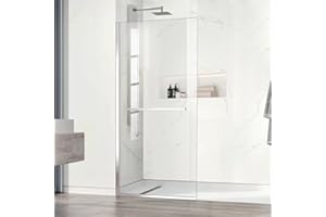AquivaCoast 34" X 72" Semi-Framed Fixed Shower Screen, 5/16"(8mm) Thick Clear Tempered Glass Shower Panel, Shower Screen for Walk in Shower with Frame Hardware Kit, Chrome