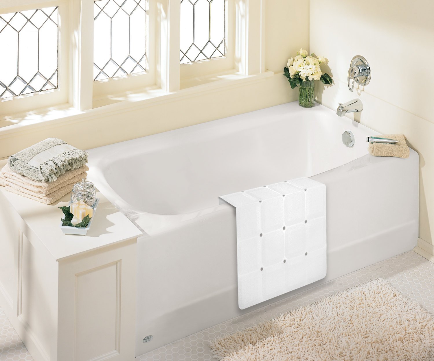 Sultan's Linens Foldable Non Slip Rubber Bath Mat For Textured Tub and