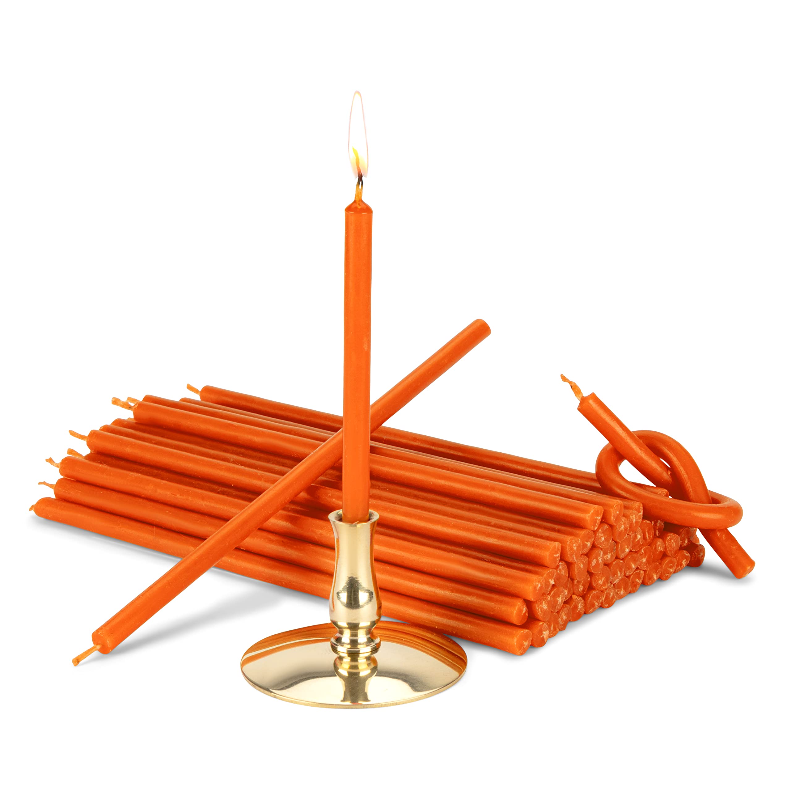 NKlaus - Candleholder with Stick Candles Orange drip-Free L 16cm Premium Paraffin Wax 40001