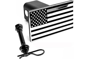 eVerHITCH US American Flag Emblem Metal Trailer Hitch Cover Plug, Fits 2" Receivers (Black & Chrome)