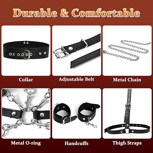 Sex Bondage Wrist & Thigh Cuffs BDSM Restraints Set Adult Sex Toys for Couples Neck to Sex Bondage Wrist & Thigh Cuffs BDSM Restraints Set Adult Sex Toys for Couples Neck to