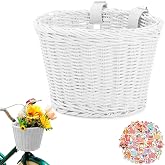 Relwears Women Bike Basket Front Handlebar Bicycle Basket White Baskets | Hand-Woven Bike Basket Front with Leather Belt for Adult Bikes,City Commuter Bikes,Vintage Bikes