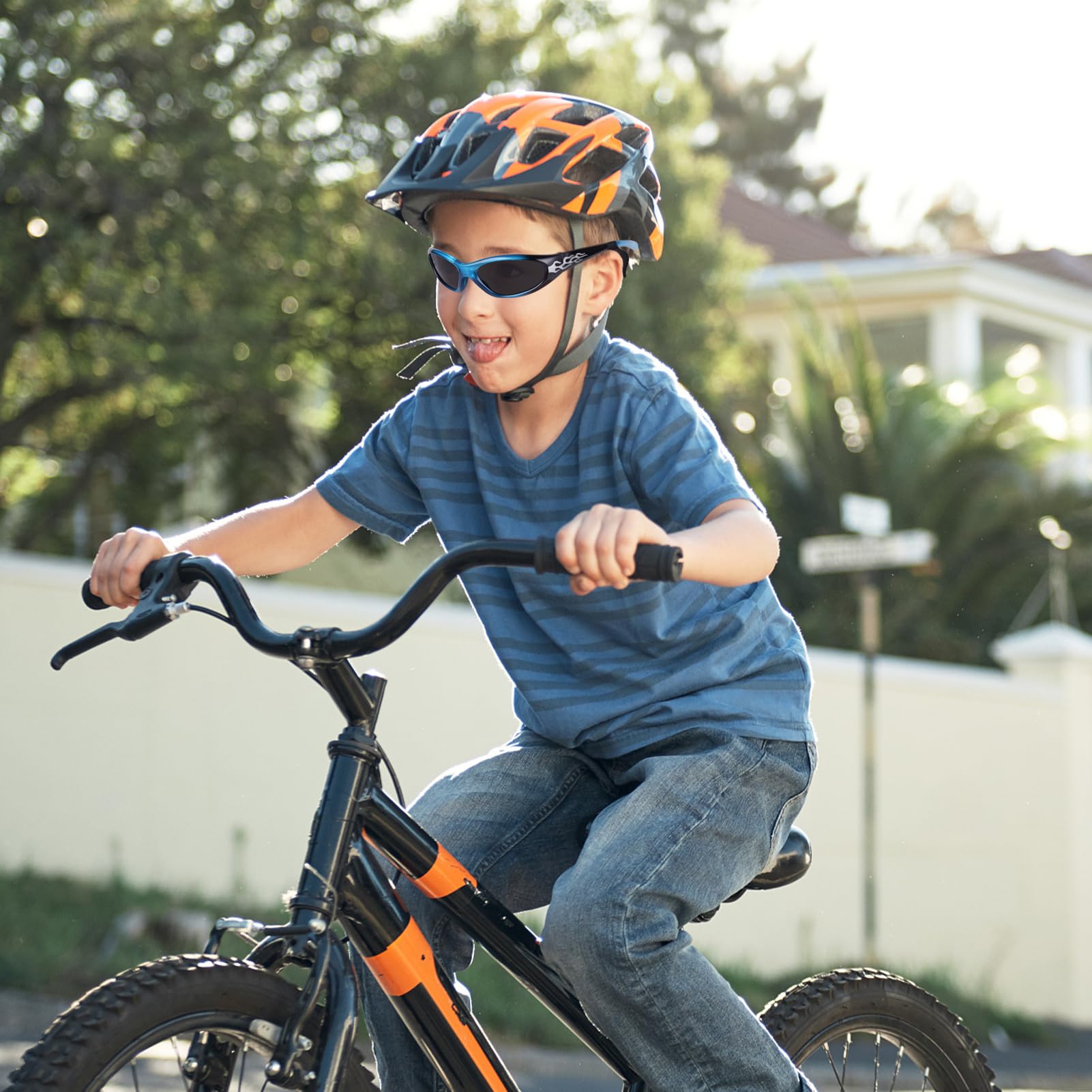 XINB LOOK 3-pairs Kids fashionable flame texture Sunglasses, for Kids Age 3-10, Toddler Sunglasses Boys Anti-UV Protection