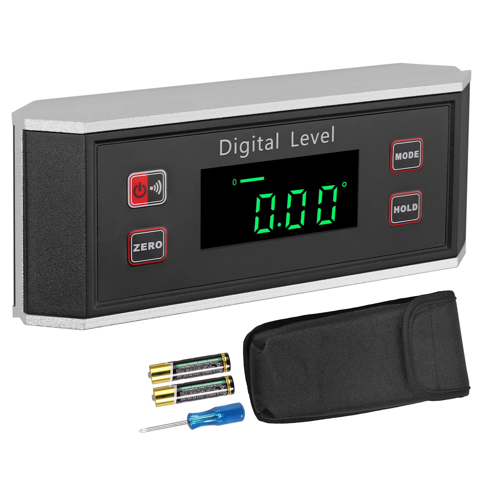 XUNTOP Digital Inclinometer, Digital Protractor Angle Finder with Carrying Bag, Waterproof IP65/ V-Groove Magnetic Base/Automatic Digital Inversion Digital Level for Woodworking