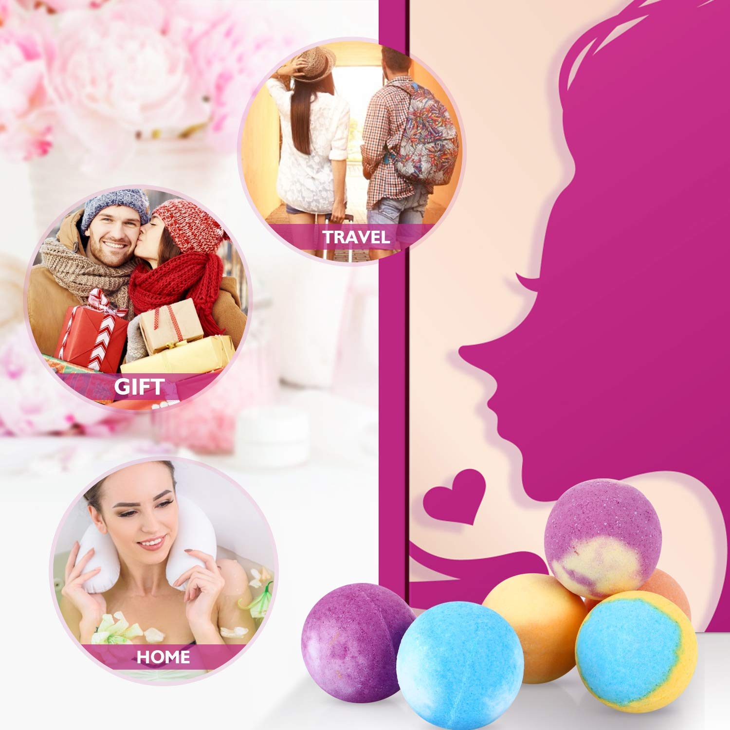 Peradix Boules de Bain Effervescentes 16 PCS - Kit de Boule pour Le Bain, Multicolores Bio pour Homme Femme Enfant,Spa Luxueux,Bain Moussant Senteur Relaxante,Coffret Bombes de Bain de Saint-Valentin