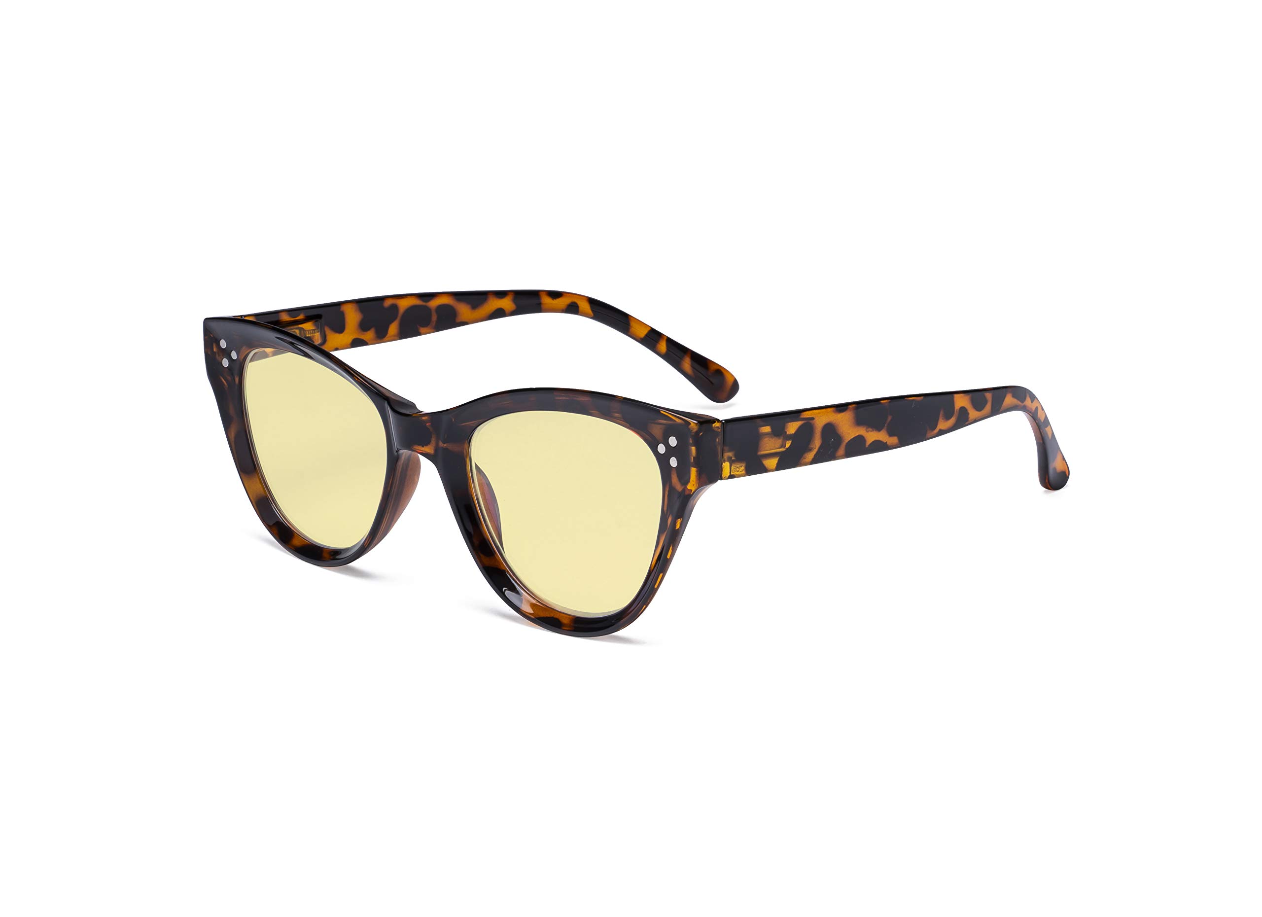 Eyekepper Oversized Cat Eye Design Blue Light Blocking Glasses for Women Anti Glare Cut UV Rays - Yellow Tint Filter Lens Digital Readers for Reading Computer Screen - Tortoise +1.00